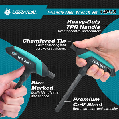 T-Handle Hex Key Set 14PCS Metric & SAE